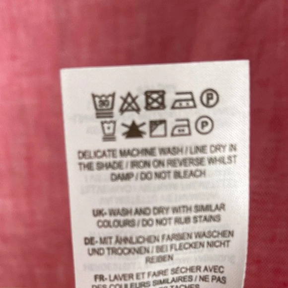 Boden Shirt Womens 4P Petite Pink Green White Button Up Cotton Collared Tunic - Picture 7 of 10